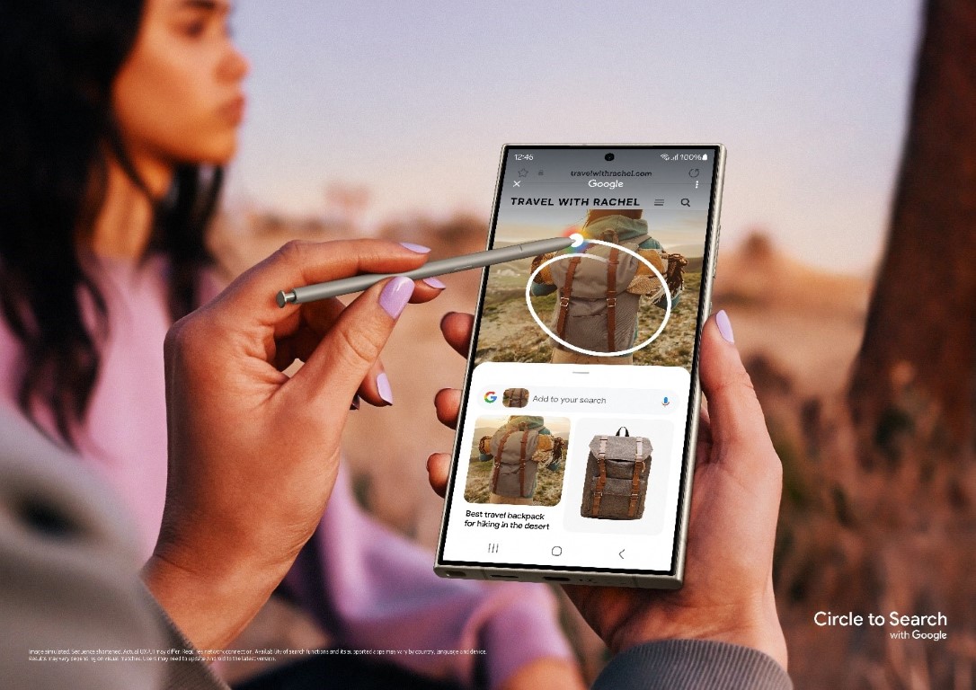 Circle to Search: with a long press on the home button, users can circle, highlight, scribble on or tap anything on Galaxy S24’s screen to see helpful, high-quality search results.