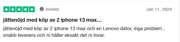 Ett omdöme av en refurbished iPhone 13 Max på TrustPilot