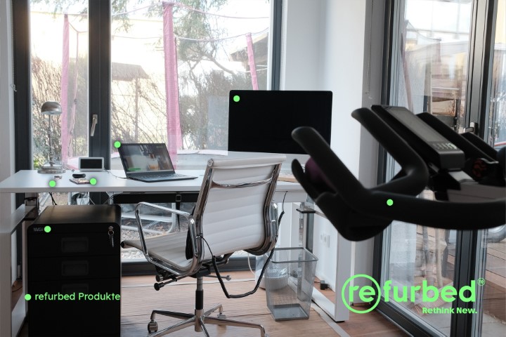Ein Home Office voll ausgestattet mit refurbed Produkten - nachhaltig, geprüfte Qualität und kostengünstig