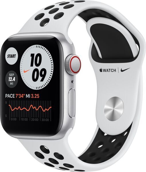 Apple Watch Nike SE (2020) | 40 mm | GPS + Cellular | hopea | Urheiluranneke platinum/musta