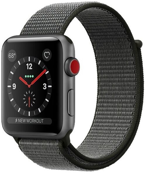 Apple Watch Series 3 (2017) | 38 mm | Alluminio | GPS + Cellular | grigio | Sport Loop verde oliva