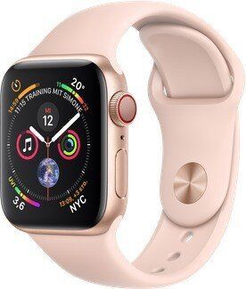 Apple Watch Series 4 (2018) | 40 mm | Aluminium | GPS + Cellular | złoty | Pasek sportowy w kolorze różowy