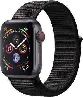 Apple Watch Series 4 (2018) | 40 mm | Aluminium | GPS + Cellular | grijs | Geweven sportbandje zwart