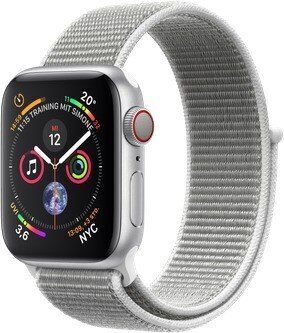 Apple Watch Series 4 (2018) | 40 mm | Aluminium | GPS + Cellular | zilver | Geweven sportbandje wit