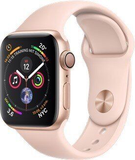 Apple Watch Series 4 (2018) | 40 mm | Aluminium | GPS | złoty | Pasek sportowy w kolorze różowy