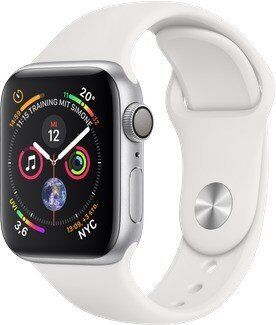 Apple Watch Series 4 (2018) | 40 mm | Aluminium | GPS | silber | Sportarmband weiß
