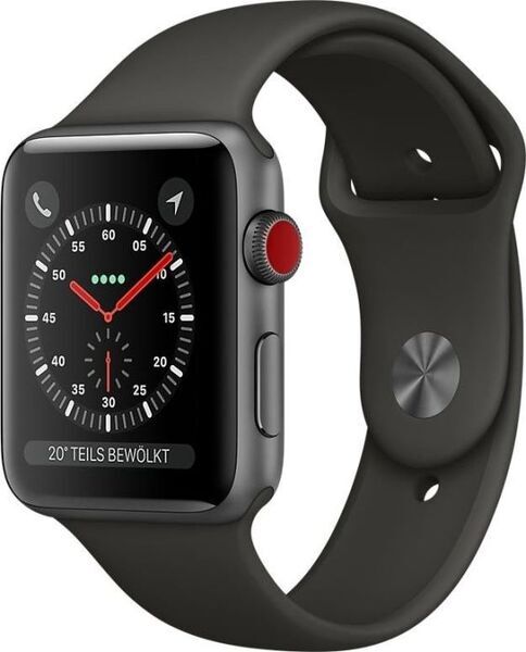 Apple Watch Series 3 (2017) | 42 mm | Aluminium | GPS + Cellular | grau | Sportarmband grau