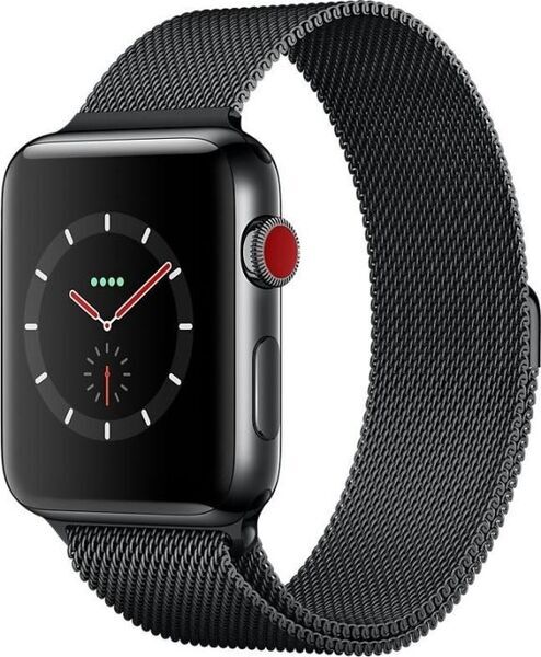 Apple Watch Series 3 (2017) | 42 mm | Roestvrij staal | GPS + Cellular | zwart | Milanees bandje zwart