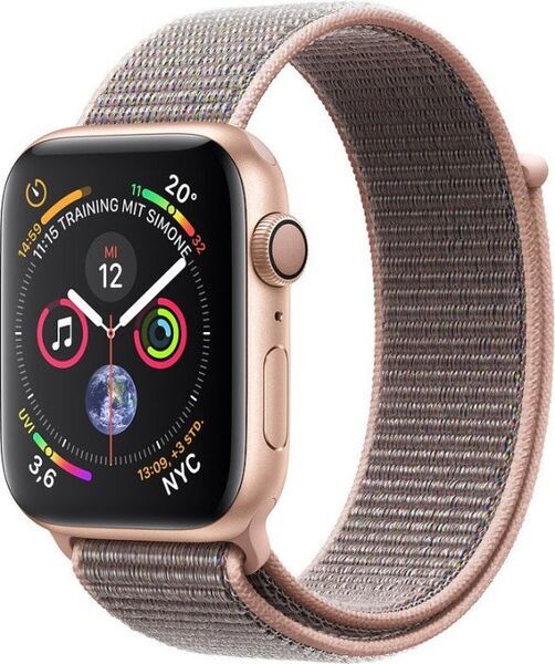 Apple Watch Series 4 (2018) | 44 mm | Aluminium | GPS | złoty | Opaska sportowa w kolorze różowy