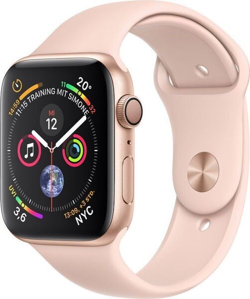 Apple Watch Series 4 (2018) | 44 mm | Aluminium | GPS | złoty | Pasek sportowy w kolorze różowy