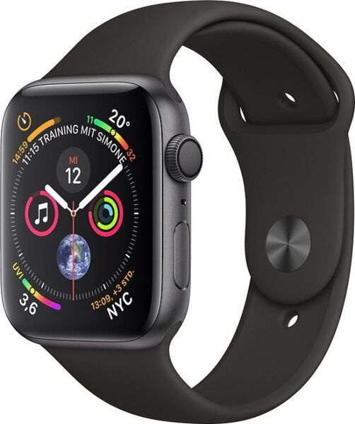 Apple Watch Series 4 (2018) | 44 mm | Aluminium | GPS | grau | Sportarmband schwarz