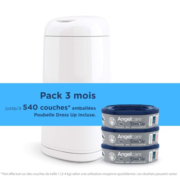 Angelcare Poubelle à couches + 3 packs de recharge | Blanc, image 2 of 3