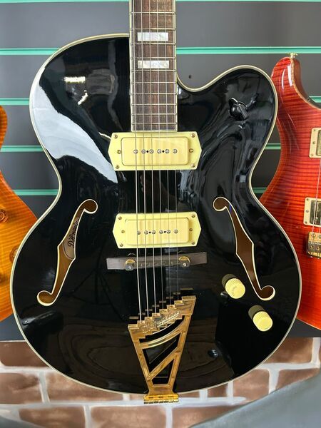 D'Angelico Excel EX-59 P90 Solid Black 2016 Hollow Body Electric Guitar | black, image 4 of 5