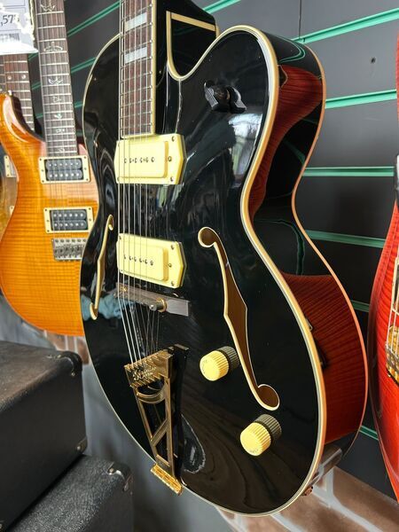 D'Angelico Excel EX-59 P90 Solid Black 2016 Hollow Body Electric Guitar | black, image 5 of 5