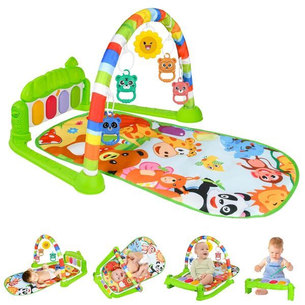 Aomig Piano Gym Play Mat Green Animal Family | verde 1