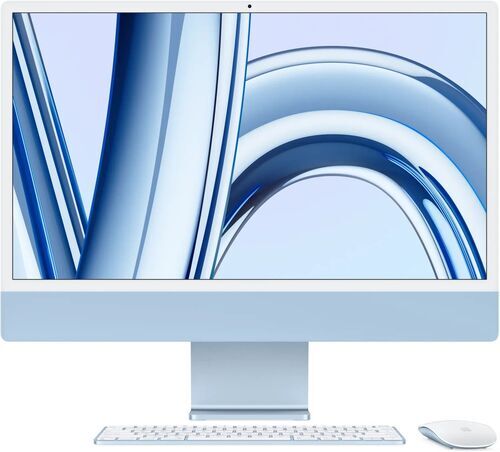 Som Ny: Apple iMac 2023 M3 8 Core | 24" | 8 GB | 256 GB SSD | 10-Core GPU | Gb LAN | blå | kompatibla tillbehör | ES