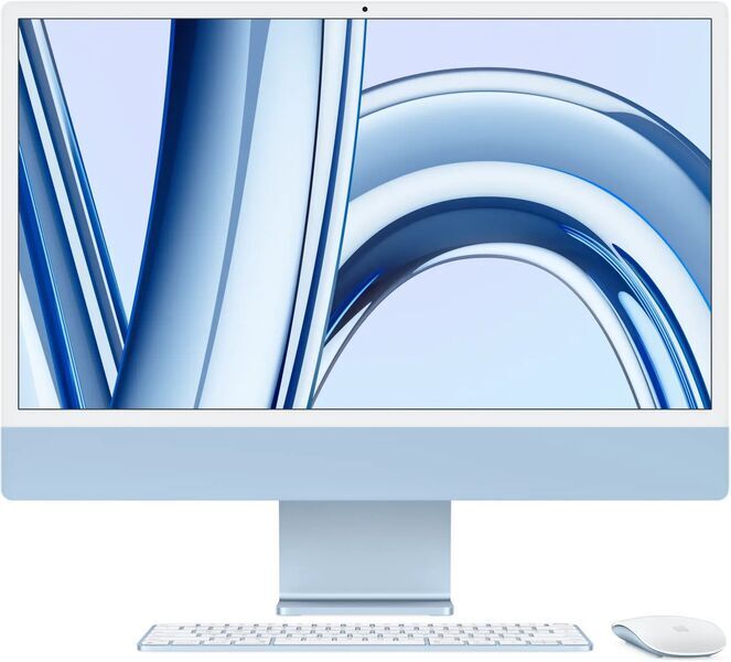 Apple iMac 2023 M3 8 Core | 24" | 8 GB | 256 GB SSD | 10-Core GPU | Gb LAN | blå | kompatibelt tilbehør | DE 1