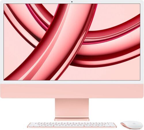 Refurbished Apple iMac 2023 M3, 24 inch, pink, part of a full back-to-school kit