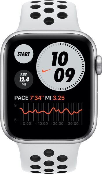 Apple Watch Nike Series 6 Aluminium 44 mm (2020) | GPS | silber | Sportarmband weiß 2