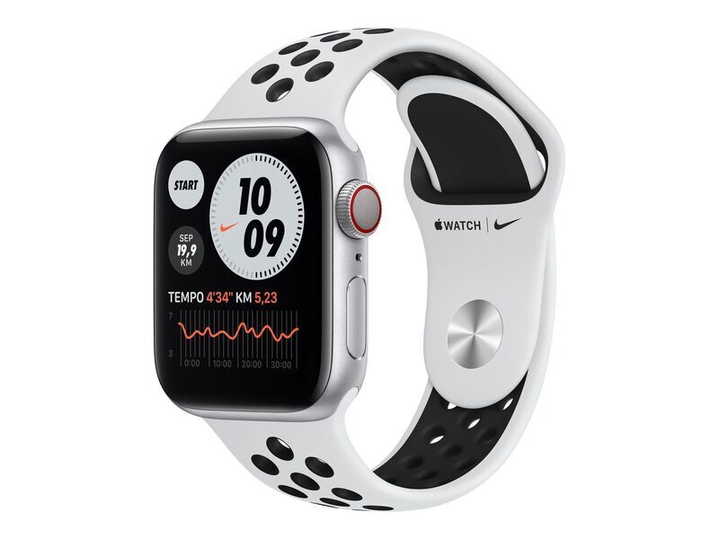 Apple Watch Nike Series 6 Aluminum 40 mm (2020) | GPS + Cellular | silver | Sport Band platinum/black