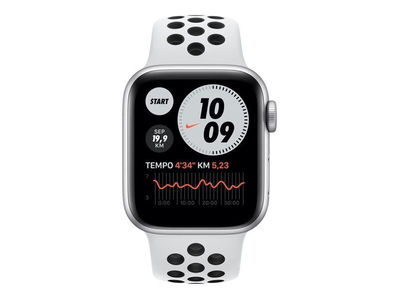 Apple Watch Nike Series 6 Aluminium 40 mm (2020) | GPS + Cellular | silber | Sportarmband platinum/schwarz 2
