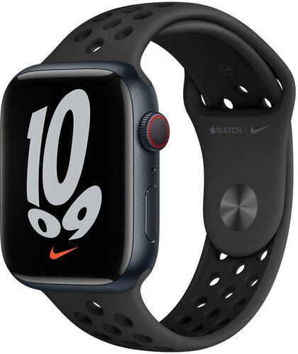 Like New: Apple Watch Nike Series 7 Aluminum 45 mm (2021) | GPS + Cellular | Midnight | Sport Band black