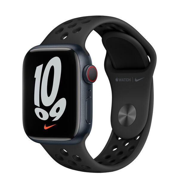 Apple Watch Nike Series 7 Aluminium 41 mm (2021) | GPS + Cellular | Midnatt | Sportband svart