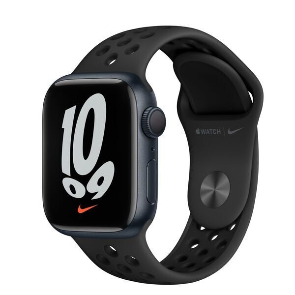 Apple Watch Nike Series 7 Aluminium 41 mm (2021) | GPS | Mitternacht | Sportarmband schwarz 2