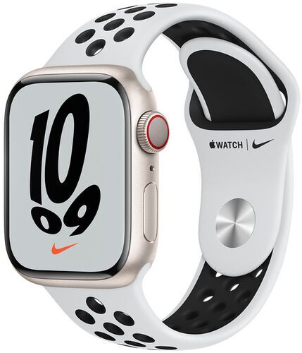 Apple Watch Nike Series 7 Aluminum 41 mm (2021) | GPS | Starlight | Sport Band Pure Platinum