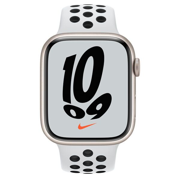 Apple Watch Nike Series 7 Aluminium 45 mm (2021) | GPS | Polarstern | Sportarmband Pure Platinum 2