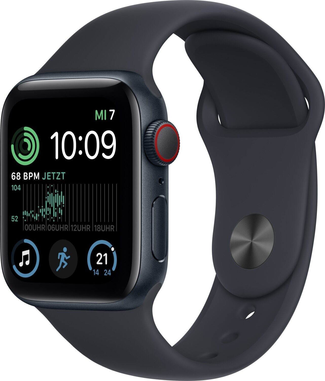 Apple Watch SE 40 mm (2022) | GPS + Cellular | Middernacht | Sportbandje Middernacht M/L