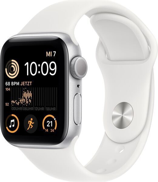 Apple Watch SE 40 mm (2022) | GPS | hopea | Urheiluranneke valkoinen S/M