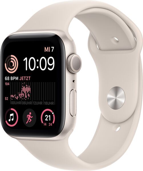 Apple Watch SE 44 mm (2022) | GPS | Lumière stellaire | Bracelet Sport Lumière stellaire M/L