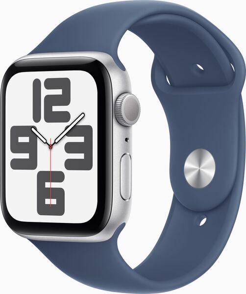 Apple Watch SE 44 mm (2022) | GPS | sølv | Sportsrem denimblå M/L 1