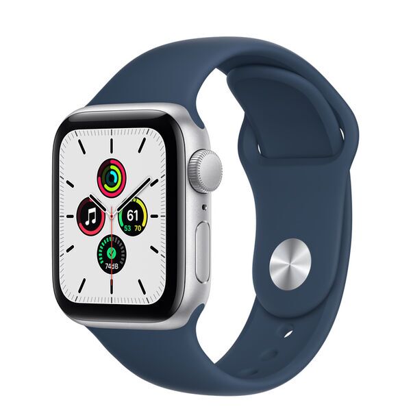 Apple Watch SE Aluminium 44 mm (2020) | WiFi + Cellular | silber | Sportarmband blau 2