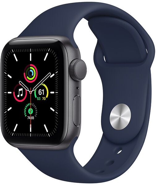 Apple Watch SE Aluminium 40 mm (2020) | WiFi | spacegrau | Sportarmband Dunkelmarine