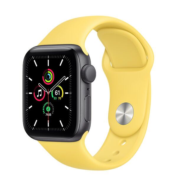 Apple Watch SE Alumínio 40 mm (2020) | Wi-Fi + Cellular | Cinzento Sideral | Bracelete Desportiva Gengibre S/M, image 1 of 2