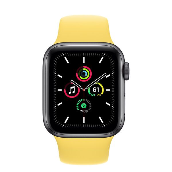 Apple Watch SE Alumínio 40 mm (2020) | Wi-Fi + Cellular | Cinzento Sideral | Bracelete Desportiva Gengibre S/M, image 2 of 2