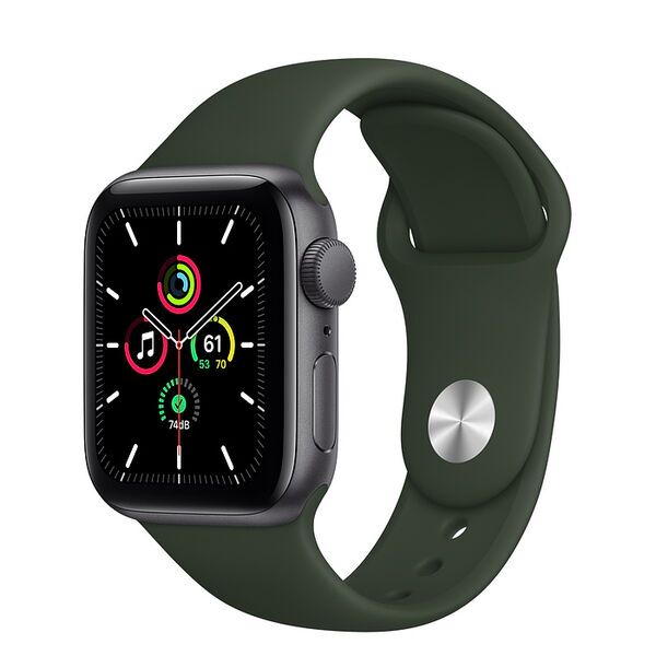 Apple Watch SE Aluminium 40 mm (2020) | WiFi | spacegrau | Sportarmband Zyperngrün