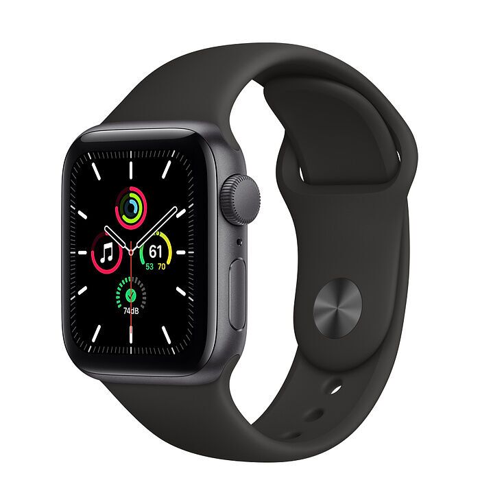 Apple Watch SE Aluminium 40 mm (2020) | WiFi + Cellular | Spacegrijs | Zwart Sportbandje S/M