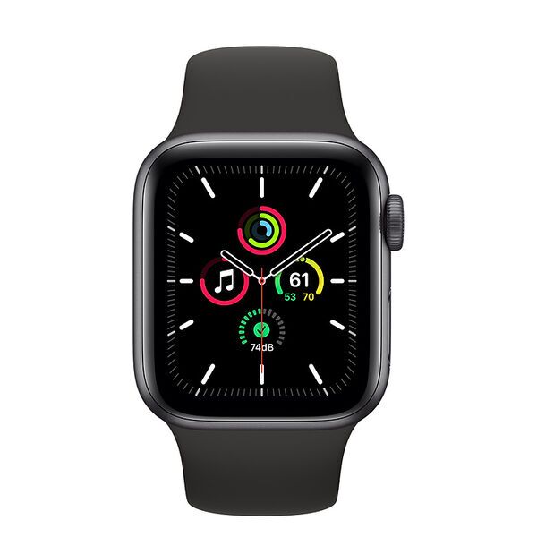 Apple Watch SE Aluminium 40 mm (2020) | WiFi + Cellular | gris sidéral | Bracelet Sport noir M/L 2