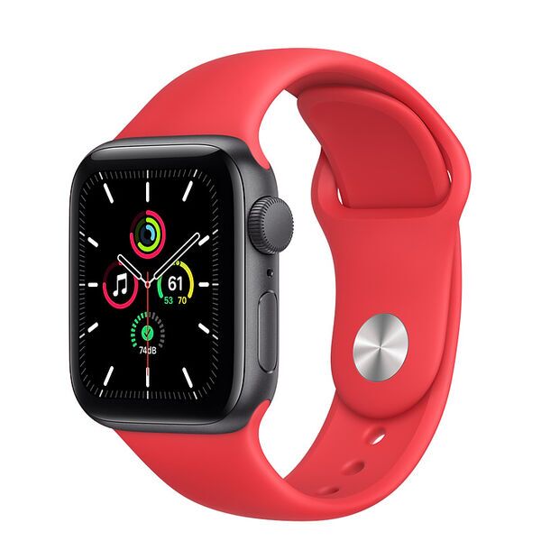 Apple Watch SE Aluminium 40 mm (2020) | WiFi + Cellular | Space Grey | Red Sport Band S/M, image 1 of 2