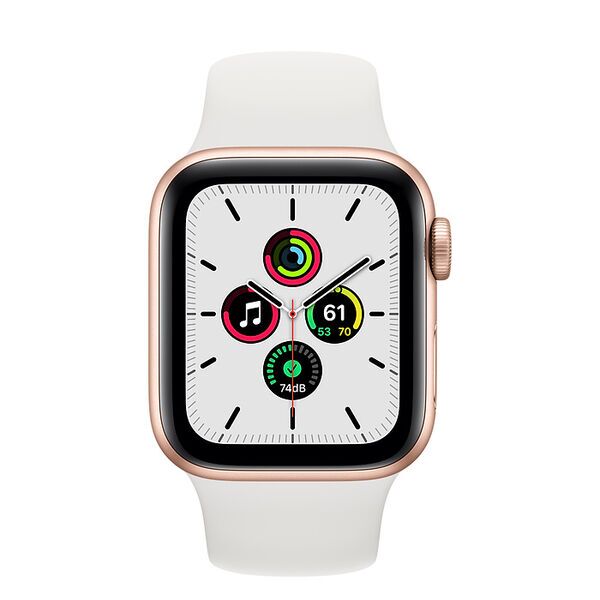 Apple Watch SE Aluminium 40 mm (2020) | WiFi + Cellular | or | Bracelet Sport blanc M/L 2