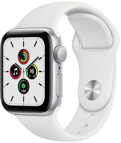Apple Watch SE Aluminum 40 mm (2020) | WiFi + Cellular | silver | Sport Band white M/L