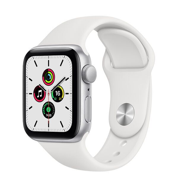 Apple Watch SE Aluminium 40 mm (2020) | WiFi + Cellular | zilver | Sportbandje wit S/M + M/L