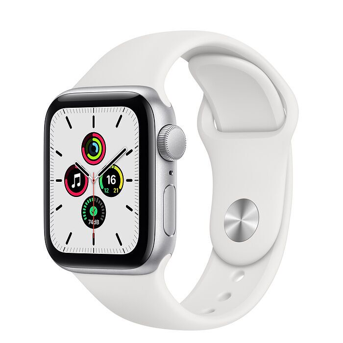 Apple Watch SE Aluminium 40 mm (2020) | WiFi + Cellular | Zilver | Sportbandje Wit S/M