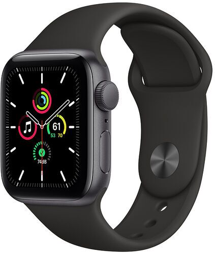 Som Ny: Apple Watch SE Aluminium 40 mm (2020) | WiFi | rymdgrå | GPS | Sportband svart M/L