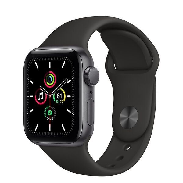 Apple Watch SE Aluminium 40 mm (2020) | WiFi | spacegrau | GPS | Sportarmband schwarz M/L