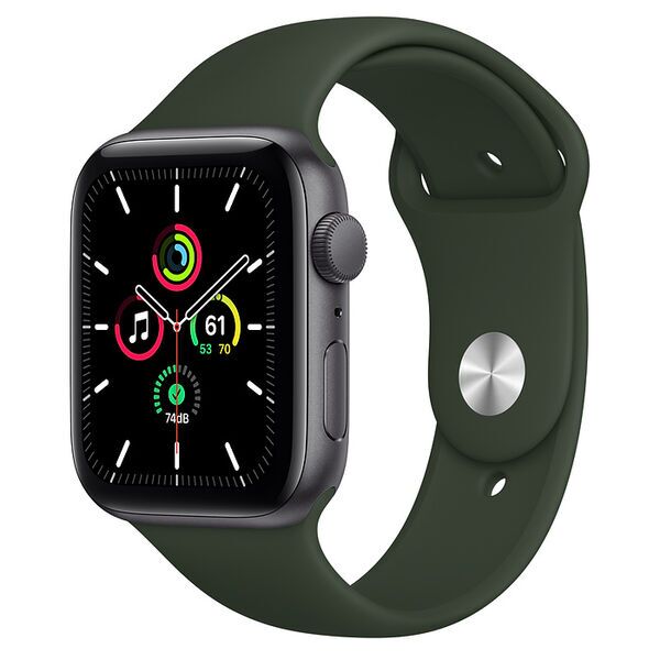 Apple Watch SE Aluminium 44 mm (2020) | Wi‑Fi + Cellular | Gwiezdna Szarość | Pasek sportowy Zieleń Cypryjska, image 1 of 2