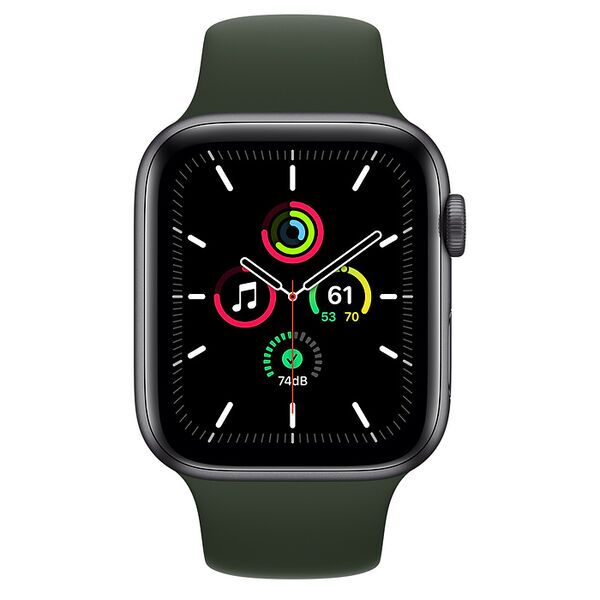 Apple Watch SE Aluminium 44 mm (2020) | Wi‑Fi + Cellular | Gwiezdna Szarość | Pasek sportowy Zieleń Cypryjska, image 2 of 2
